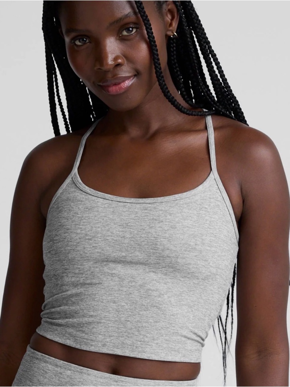 Beyond Yoga Spacedye Slim Racerback Cropped Tank in Silver Mist